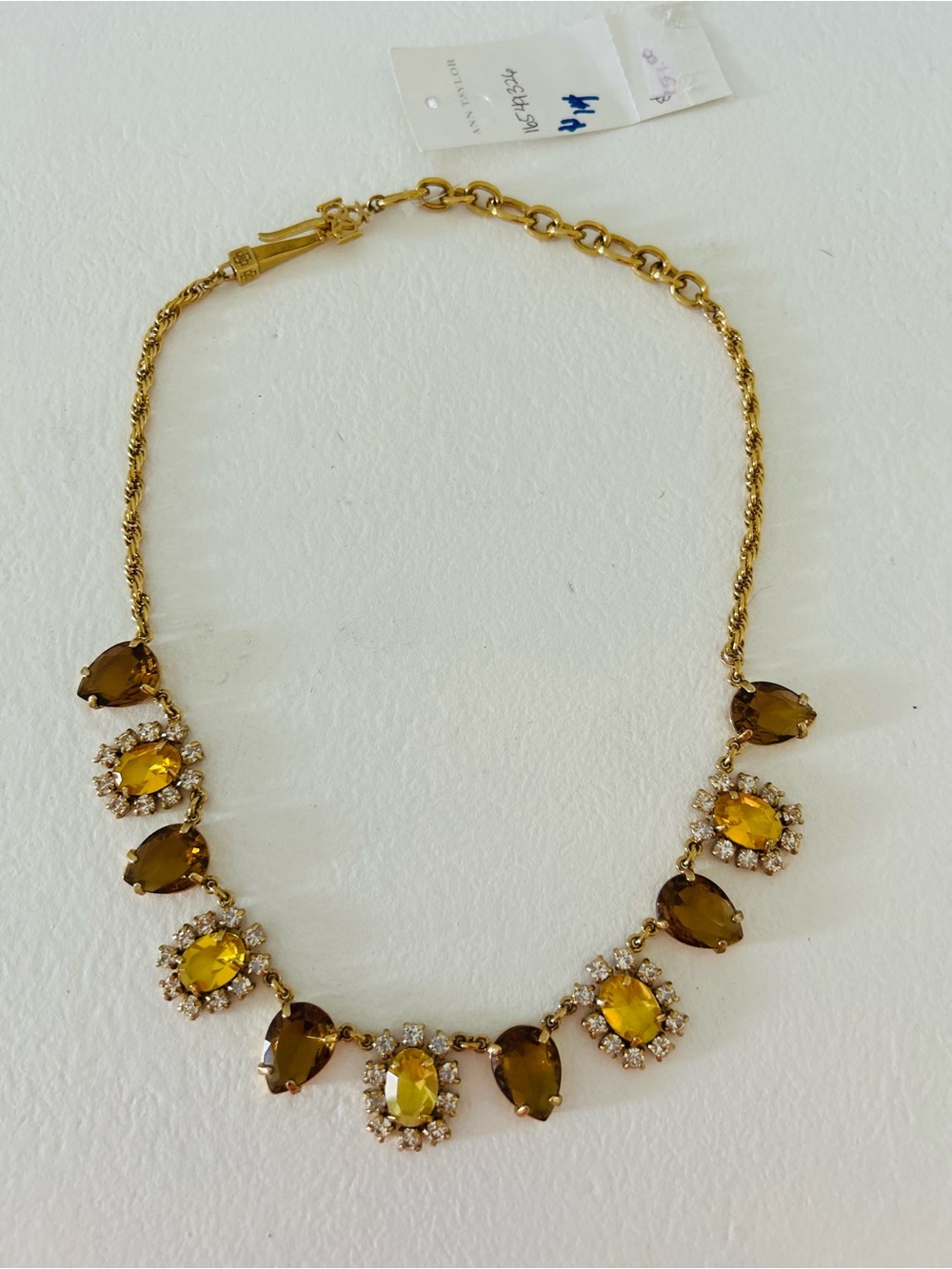 Ann Taylor Gold-Tone Necklace with Yellow and Amber Crystals